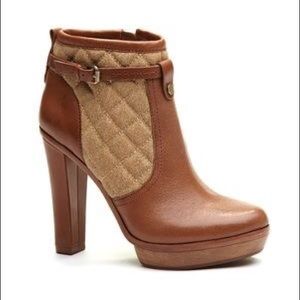 BCBGMaxAzria Tan Leather Quilted Ankle Booties